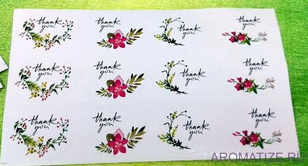 Этикетка самоклеющаяся Цветы Thank you, 1 лист