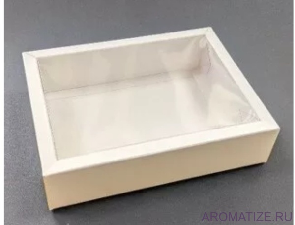 Коробка белая 15*11*4 см с пластиковой крышкой, 1 шт