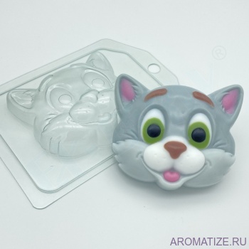 Кот мультяшная морда, форма пластик Пластиковая форма для мыла Кот мультяшная мордочка. 
Размеры изделия 85 × 75 × 28 мм
Вес мыла 83 г